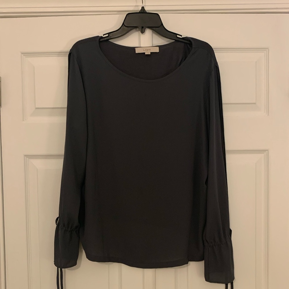 LOFT Dark Purple Open Sleeve Blouse